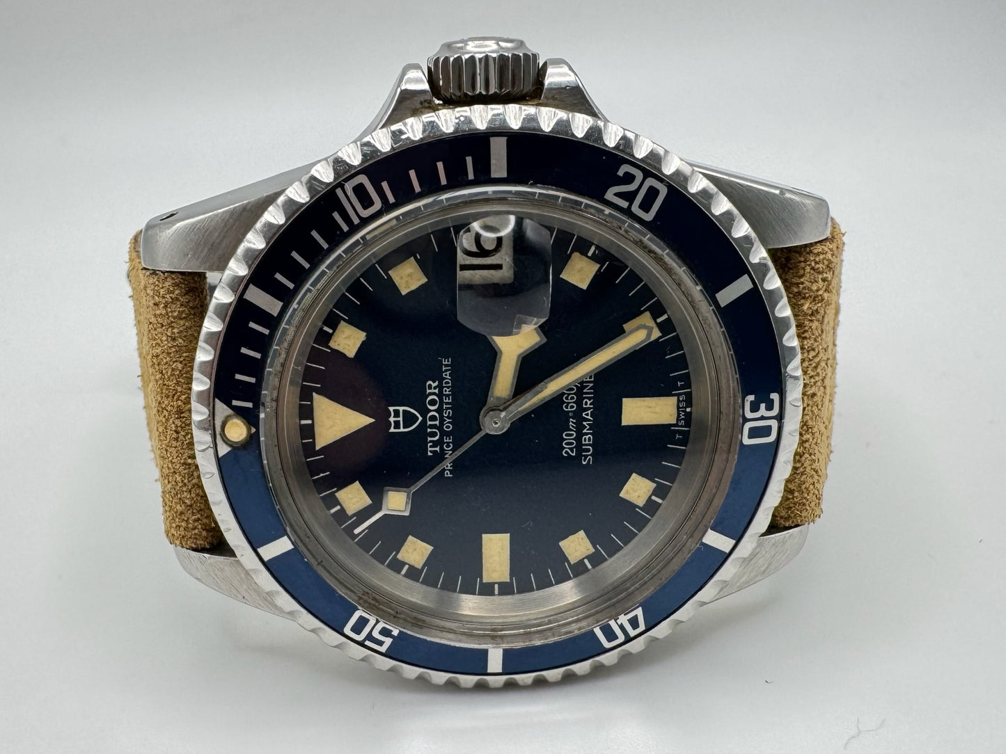 Tudor Submariner Snowflake Meters First Heavy Patina Blue Dial 1968 (Serviced/Papers)