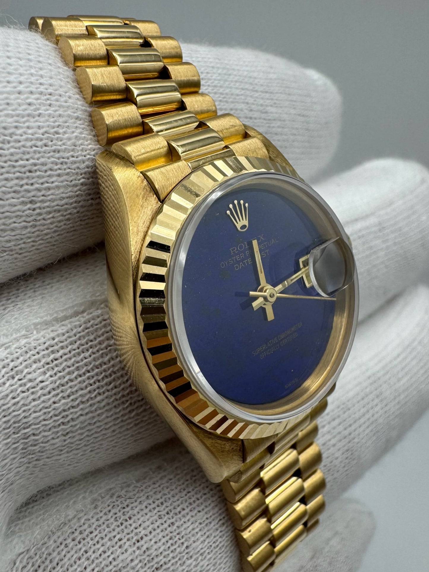 Rolex Lady-Datejust 26 Full Gold OEM Lapis Dial (Box/Serviced)