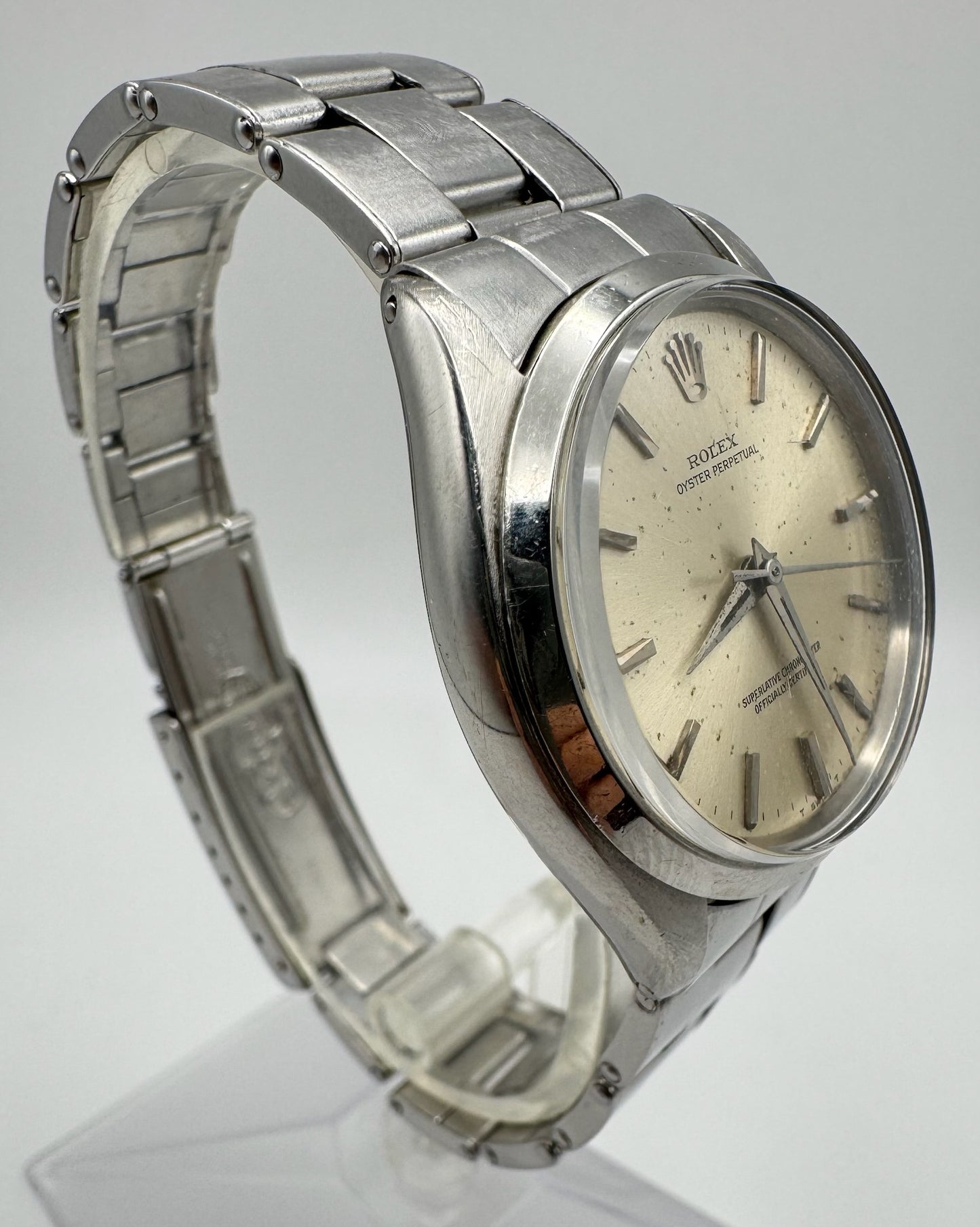 Rolex Oyster Perpetual 34 Full Steel Riveted Bracelet Silver Dial 1966 (Serviced)
