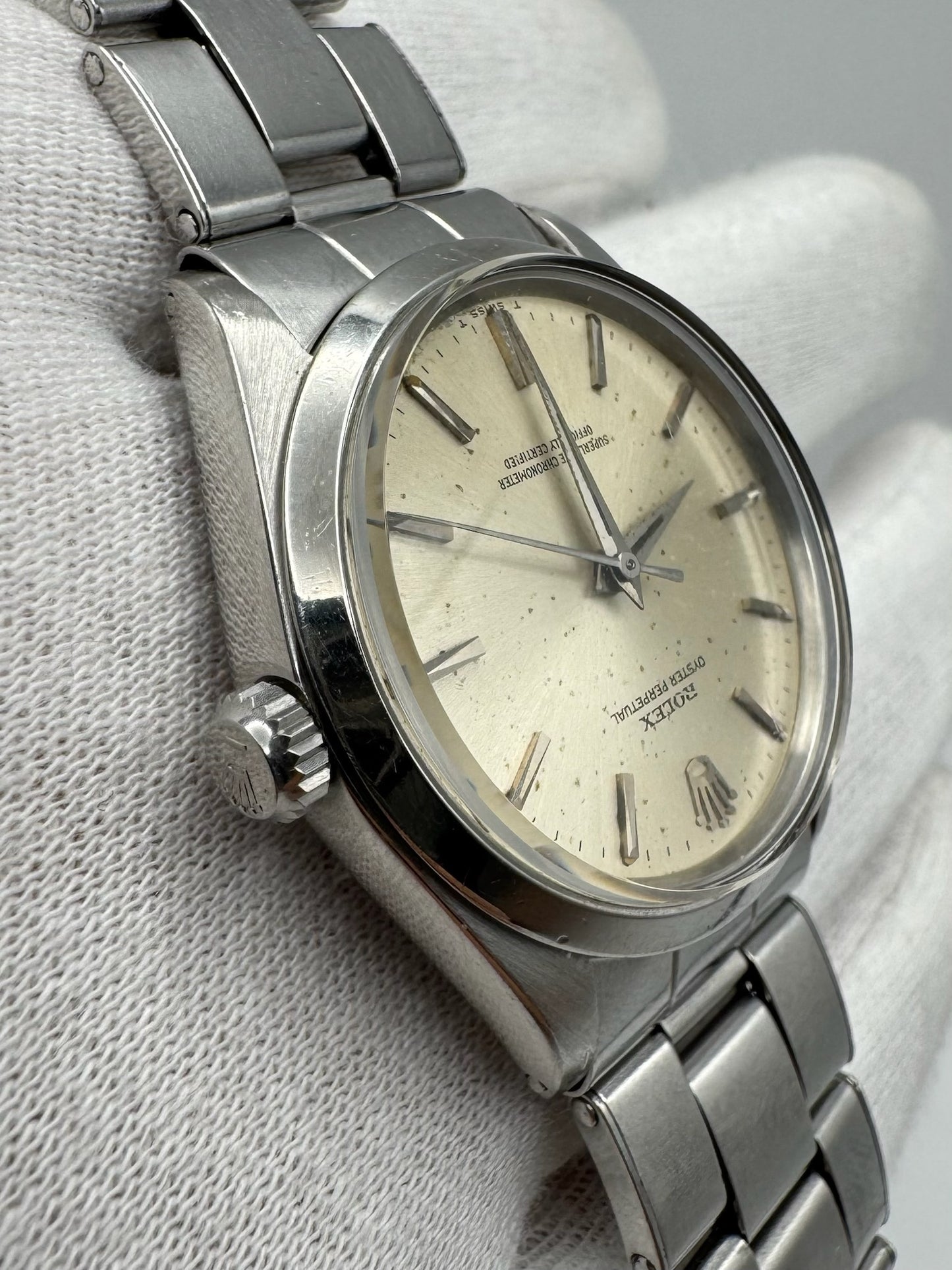 Rolex Oyster Perpetual 34 Full Steel Riveted Bracelet Silver Dial 1966 (Serviced)