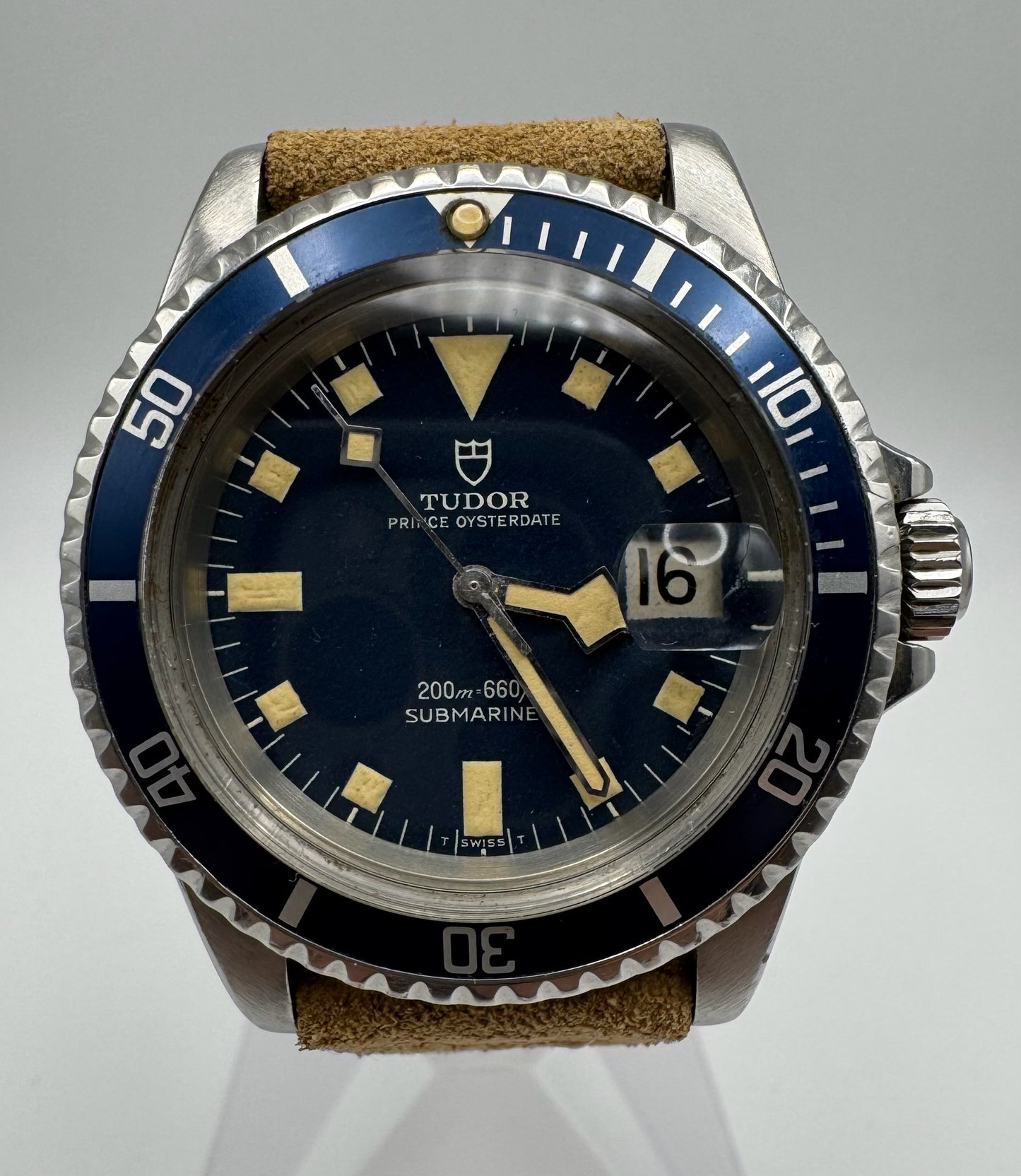 Tudor Submariner Snowflake Meters First Heavy Patina Blue Dial 1968 (Serviced/Papers)