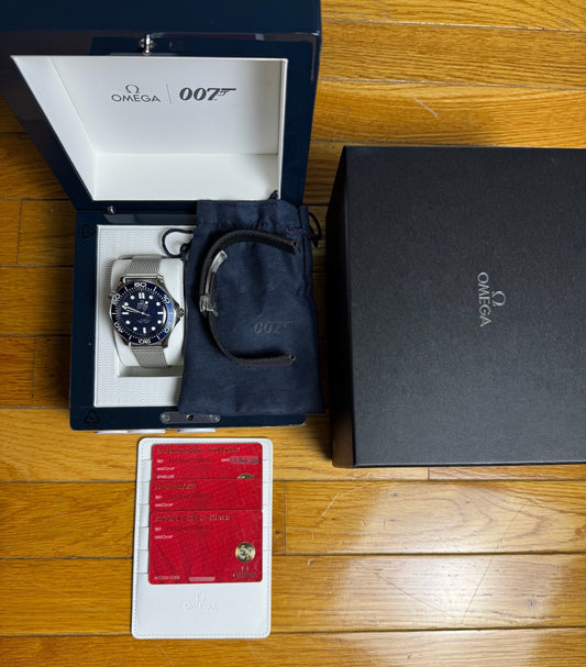 Omega Seamaster Diver 300M James Bond Full Steel Blue Dial 2023 (Full-Set/Mint)