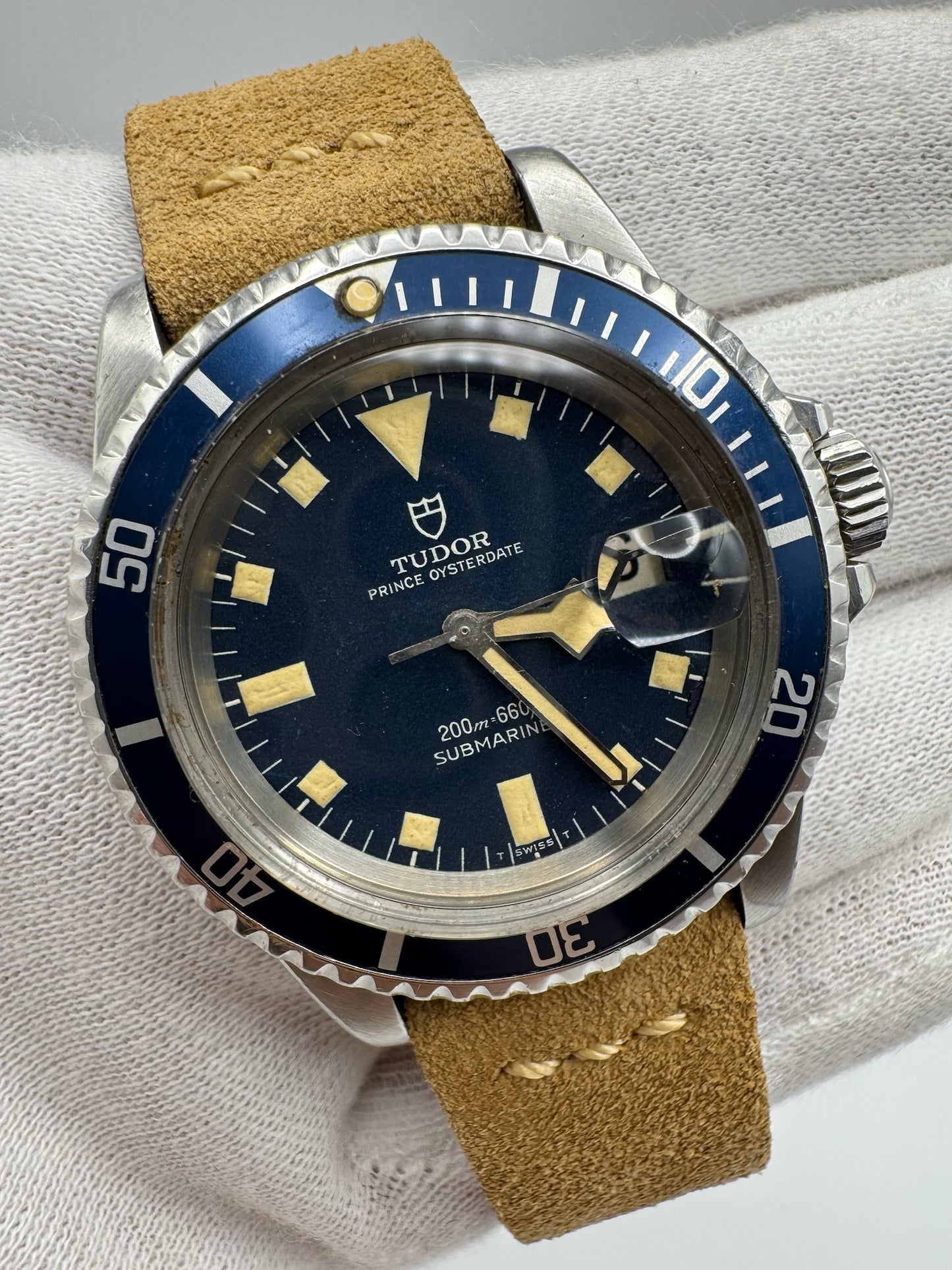 Tudor Submariner Snowflake Meters First Heavy Patina Blue Dial 1968 (Serviced/Papers)