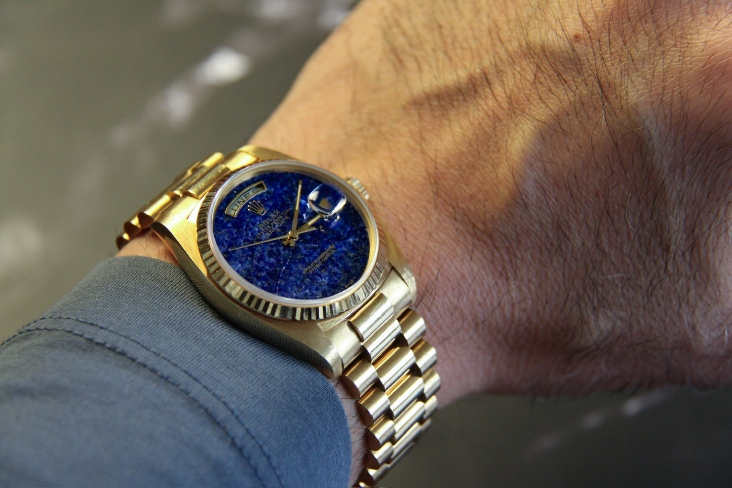 Rolex Day-Date 36 Full Gold Lapis Lazuli Dial 1983 (Full-Set/Unpolished/Serviced)