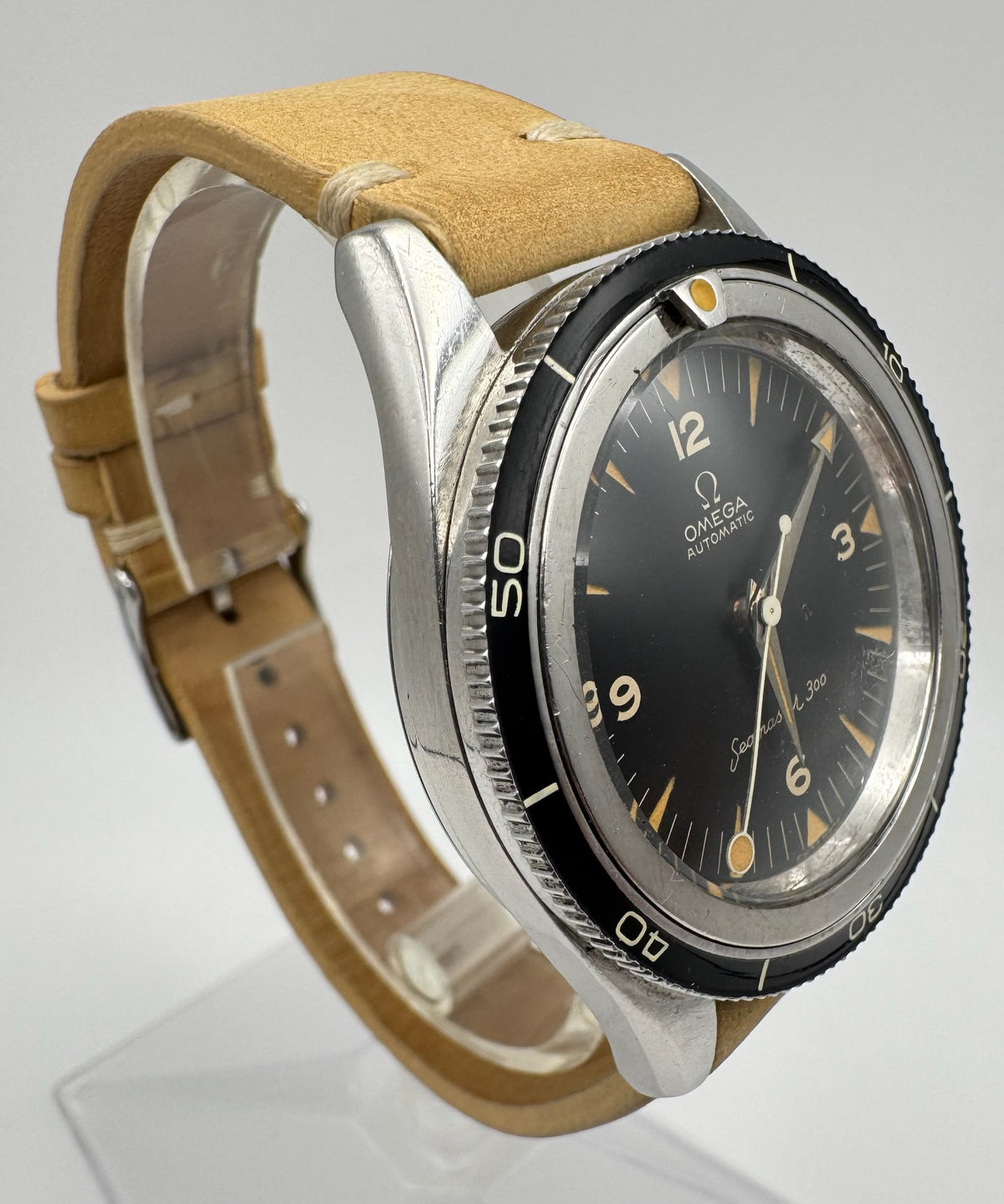 Omega Seamaster 300 Steel Pumpkin Patina Lollipop Hand 1958 (Unpolished/Serviced)