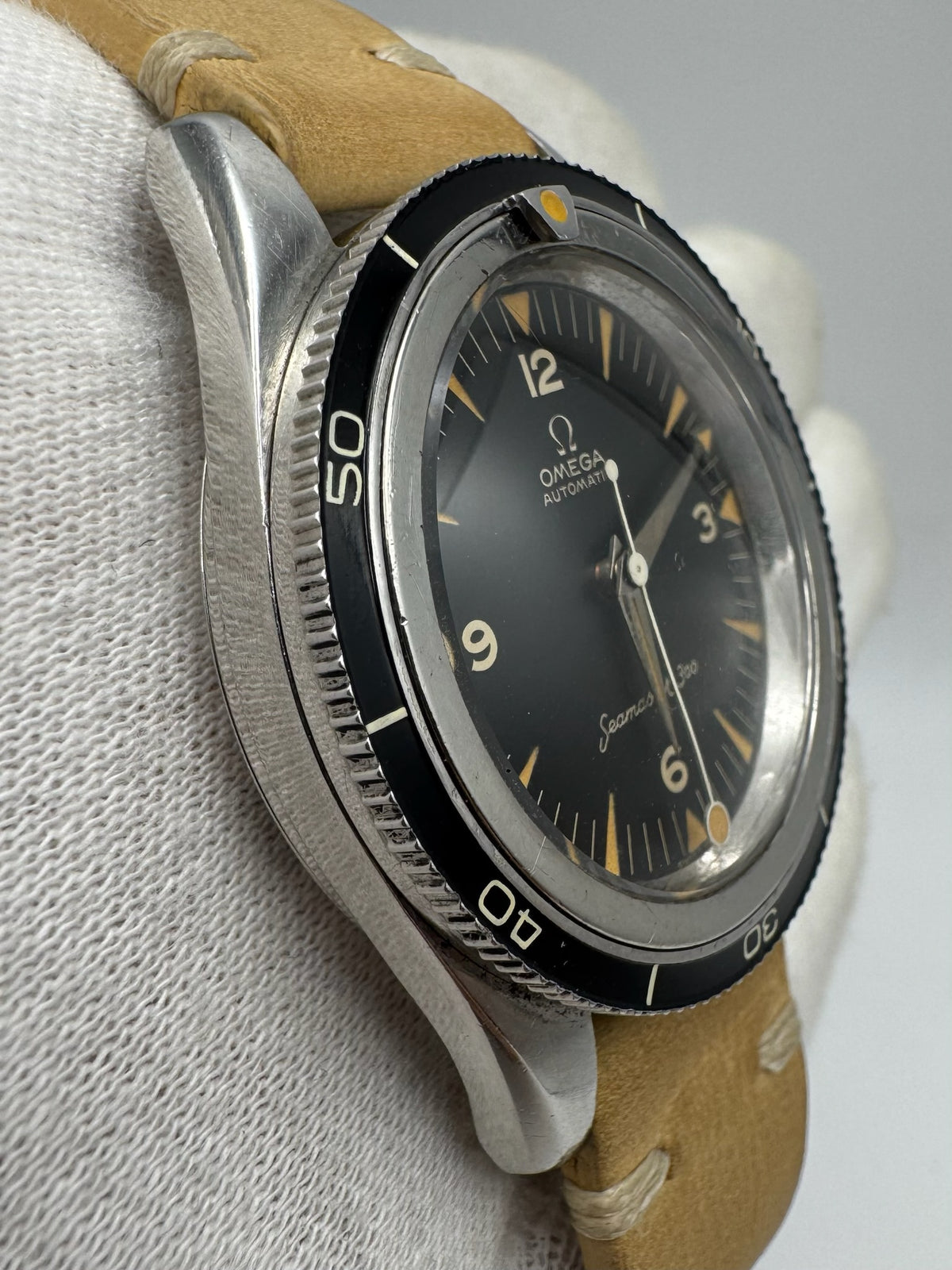 Omega Seamaster 300 Steel Pumpkin Patina Lollipop Hand 1958 (Unpolished/Serviced)