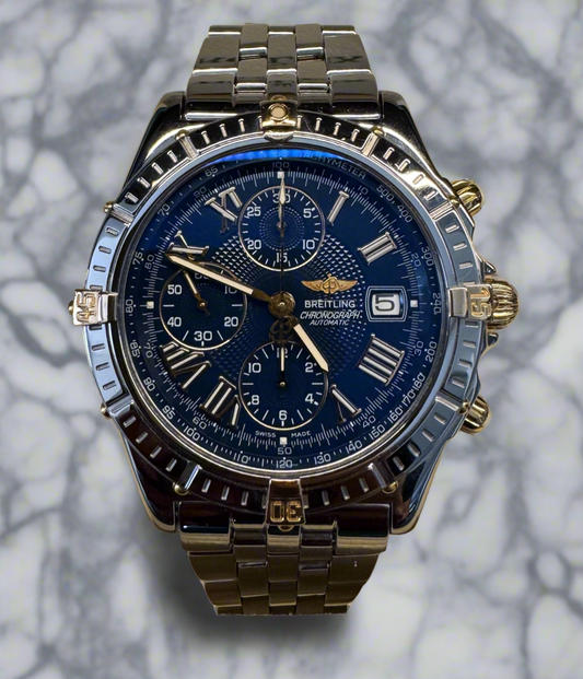 Breitling Crosswind Chronograph Two-Tone Blue Dial (Serviced)