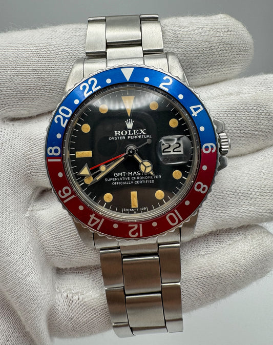 Rolex GMT-Master 1675 MK2.5 Very Rare Nice Patina Red Back Pepsi Insert 1971