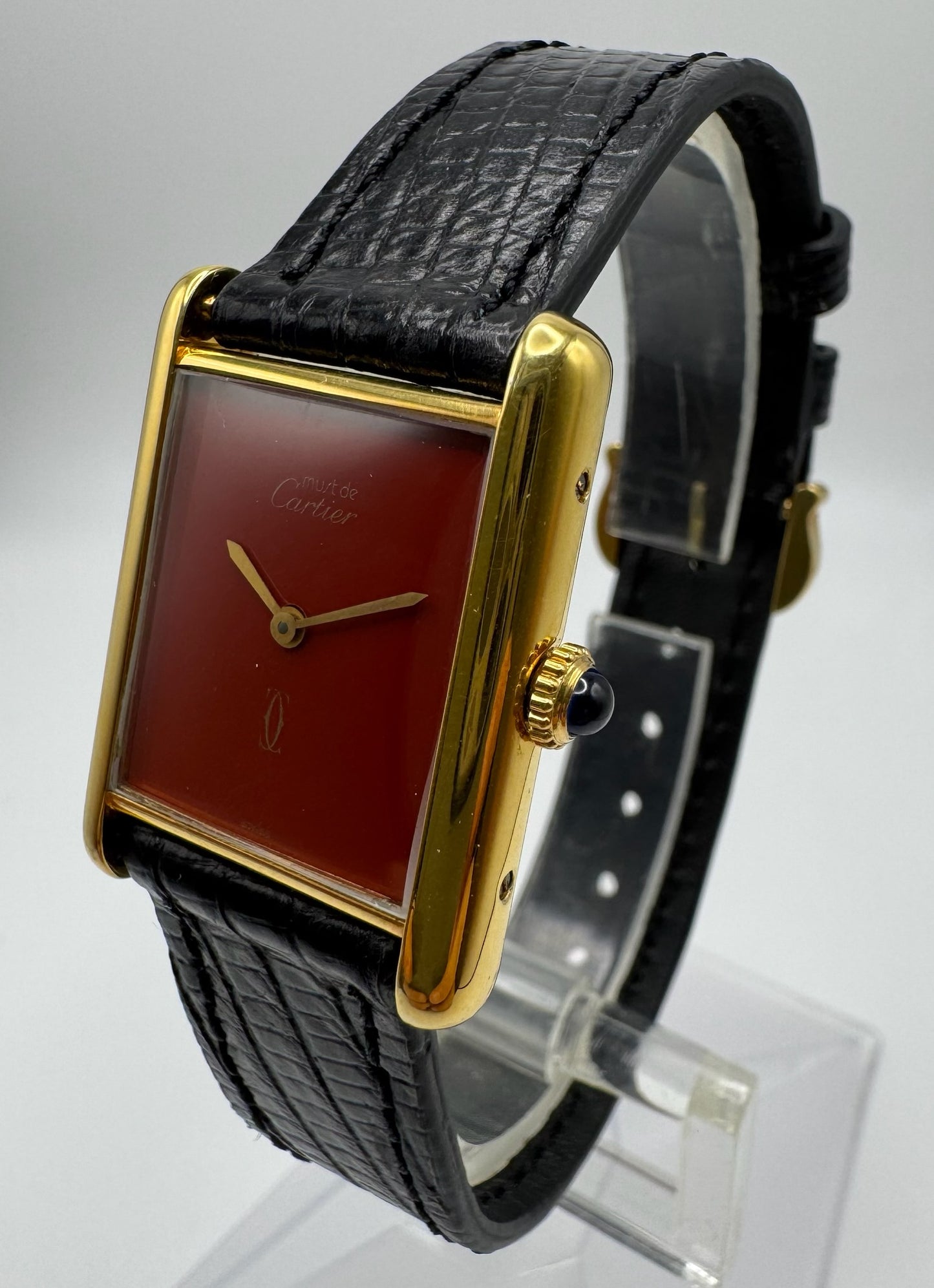 Cartier Tank Vermeil Manual with Rare Burgundy Dial (Serviced)