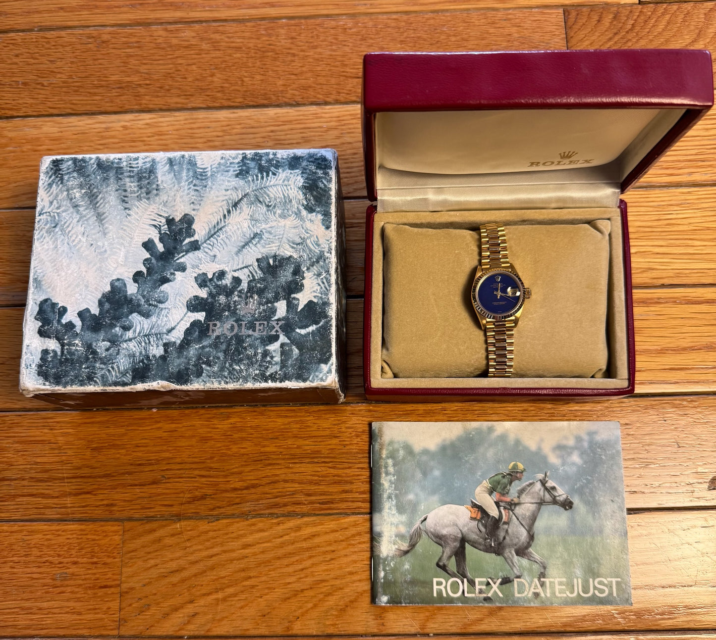 Rolex Lady-Datejust 26 Full Gold OEM Lapis Dial (Box/Serviced)