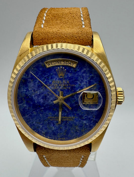 Rolex Day-Date 36 Yellow Gold Real Lapis Lazuli Aftermarket Dial 1979 (Serviced)