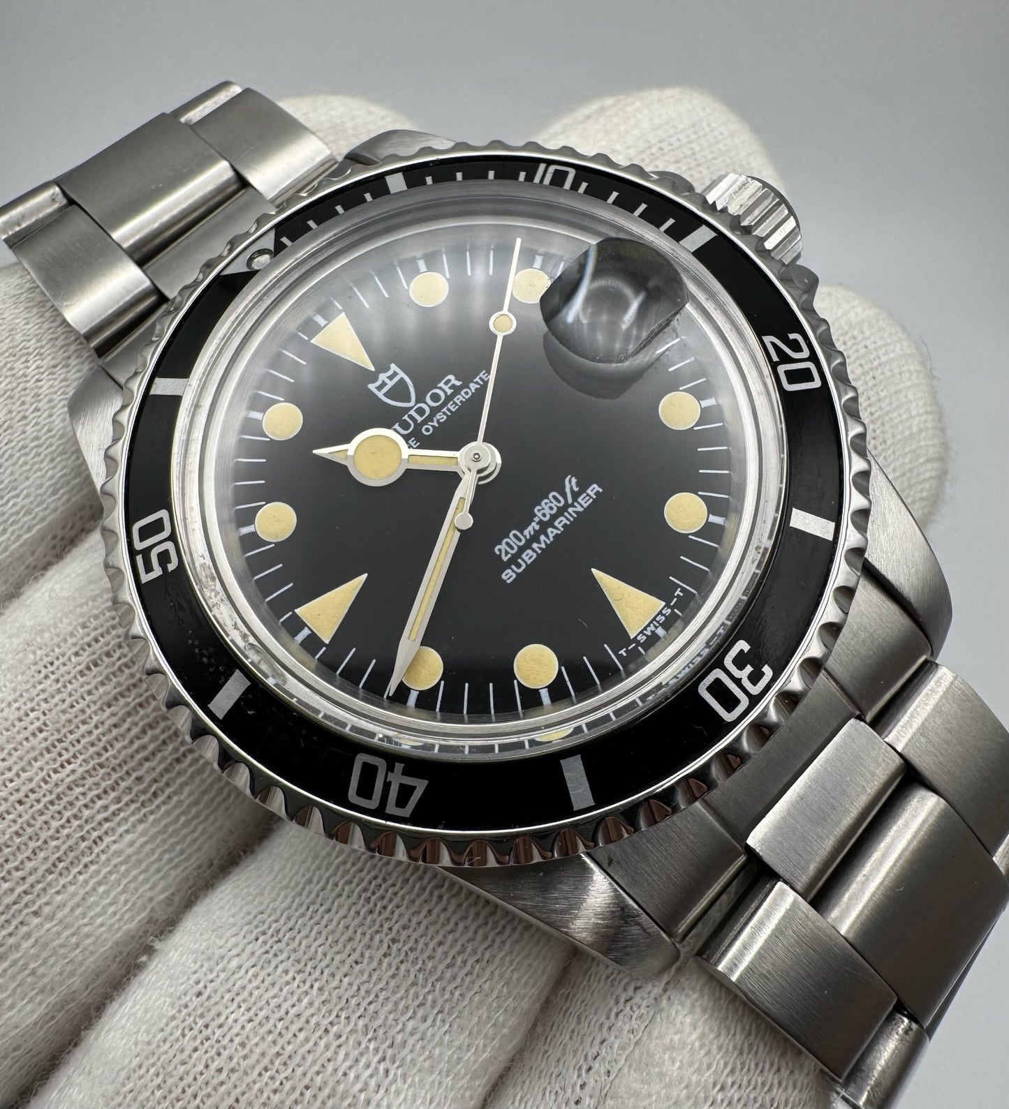 Tudor Submariner 76100 Full Steel Yellow Patina Lollipop Hands