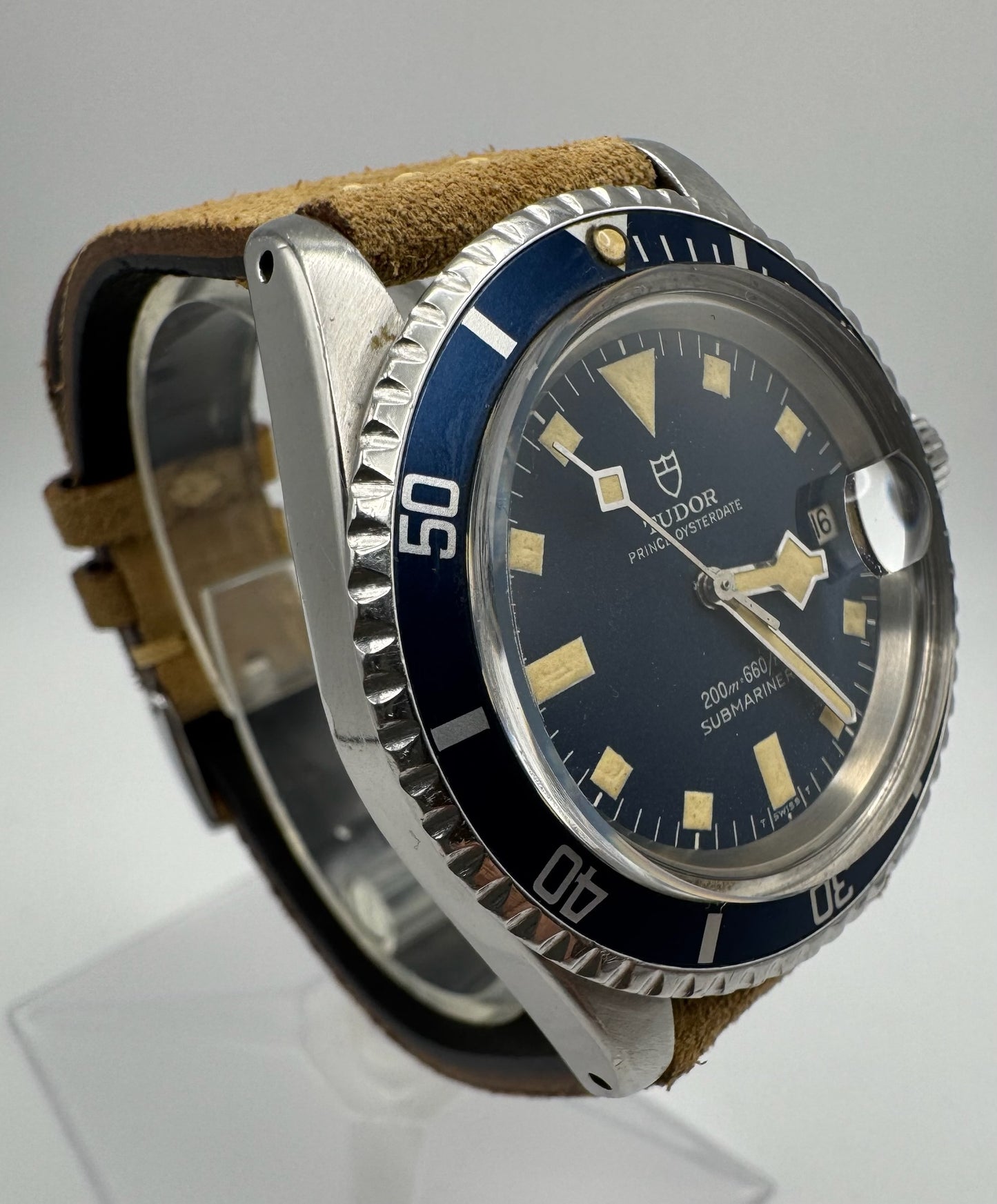 Tudor Submariner Snowflake Meters First Heavy Patina Blue Dial 1968 (Serviced/Papers)