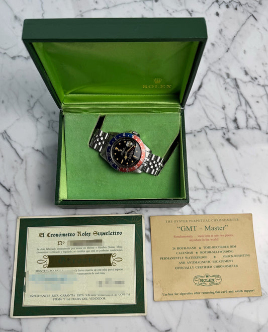 Rolex GMT-Master 1675 PCG Mirror Glossy Gilt Chapter Ring Exclamation Point 1962 (Full-Set/Serviced)