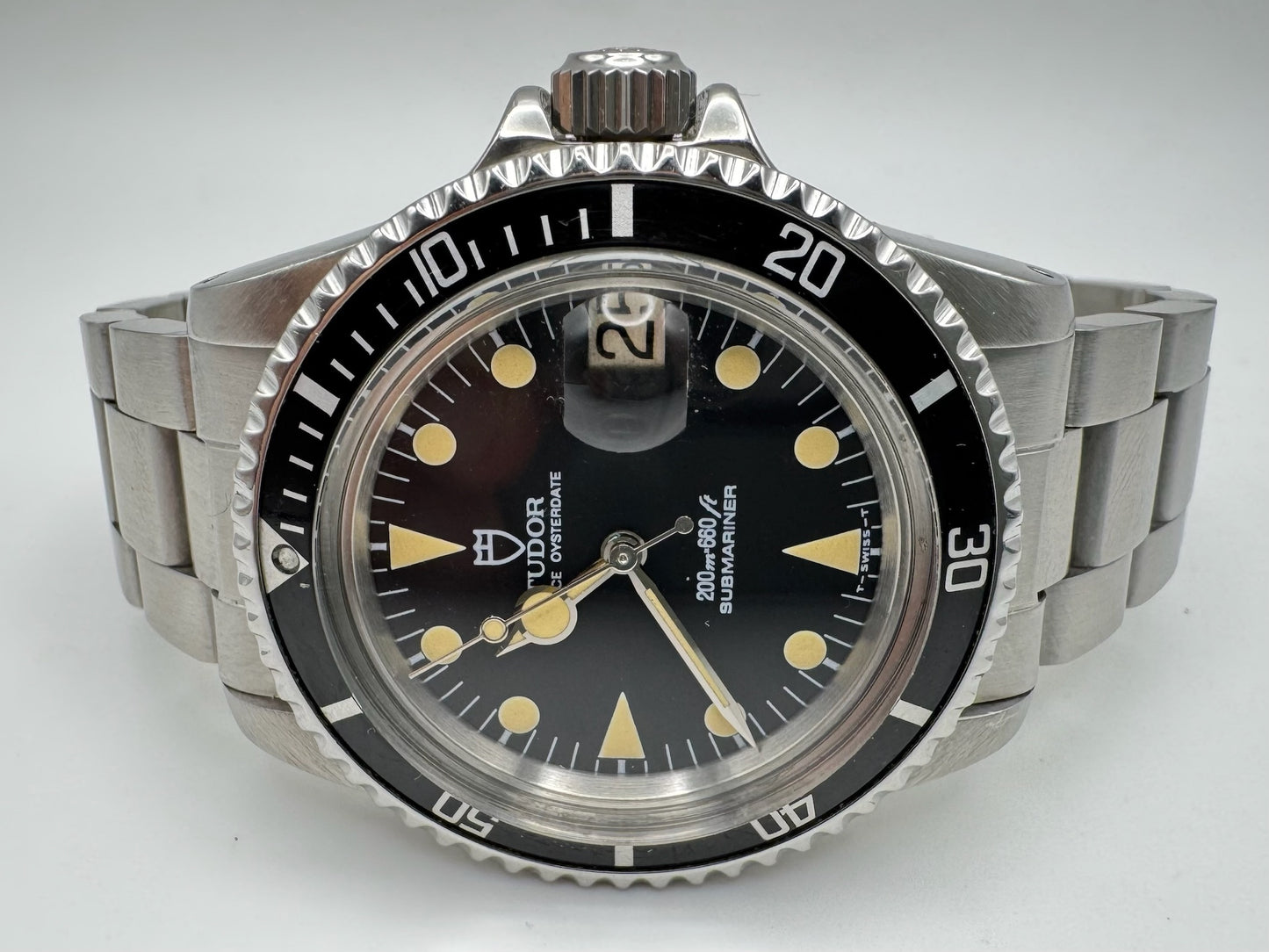 Tudor Submariner 76100 Full Steel Yellow Patina Lollipop Hands