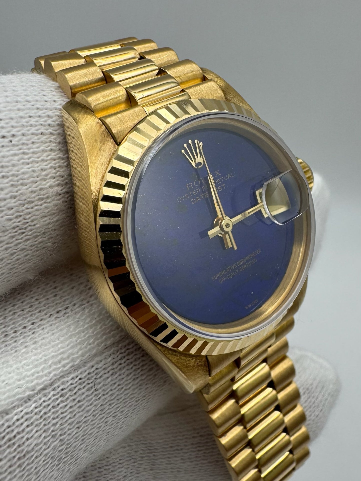 Rolex Lady-Datejust 26 Full Gold OEM Lapis Dial (Box/Serviced)