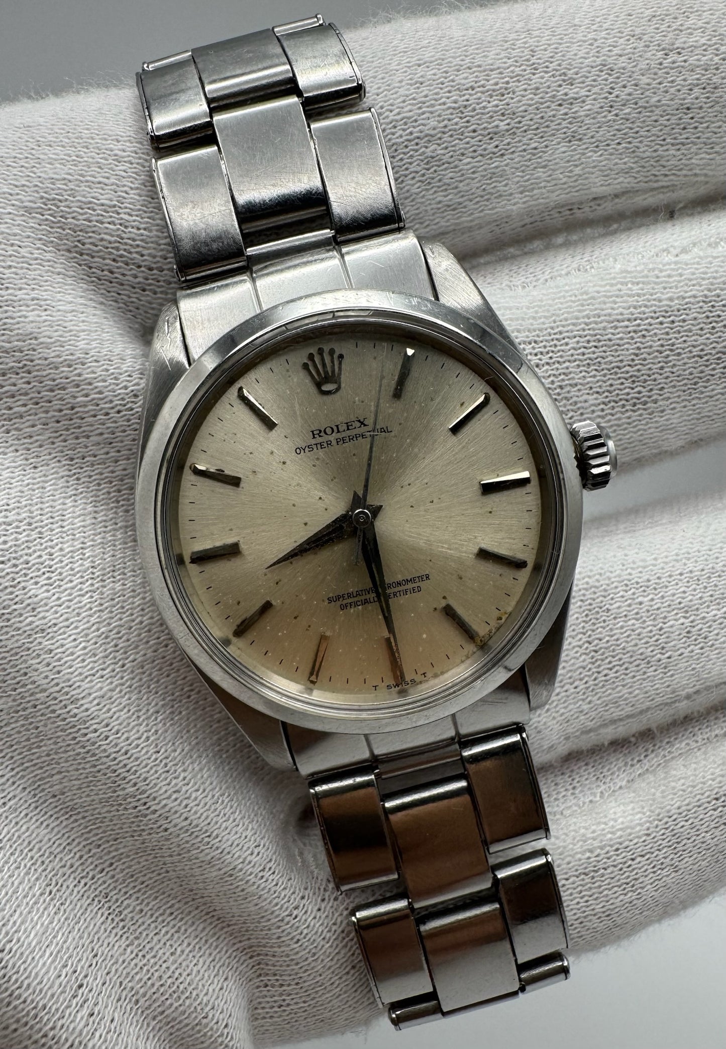 Rolex Oyster Perpetual 34 Full Steel Riveted Bracelet Silver Dial 1966 (Serviced)