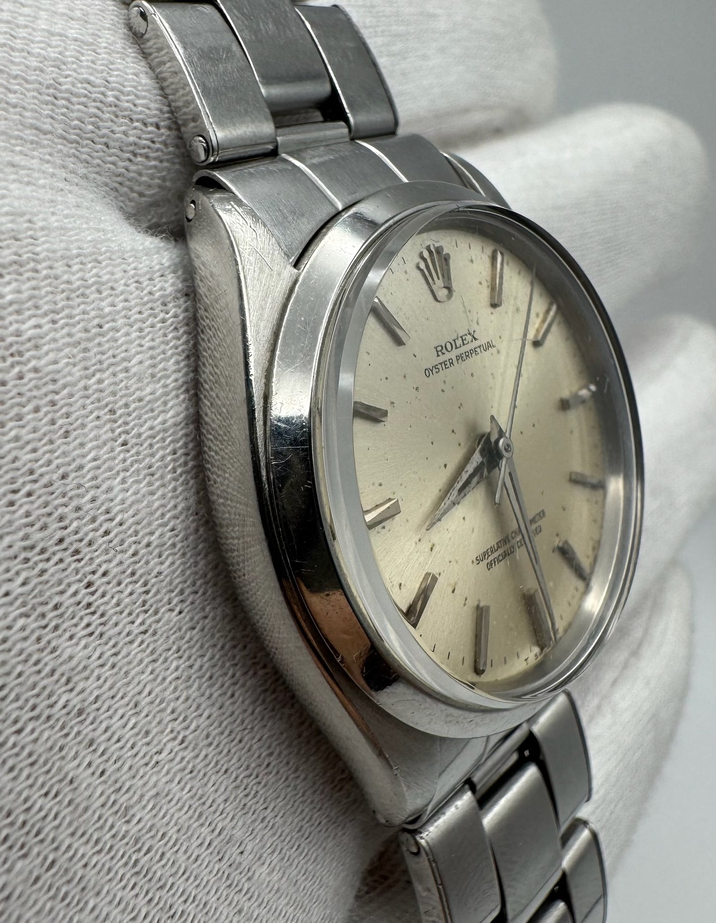 Rolex Oyster Perpetual 34 Full Steel Riveted Bracelet Silver Dial 1966 (Serviced)