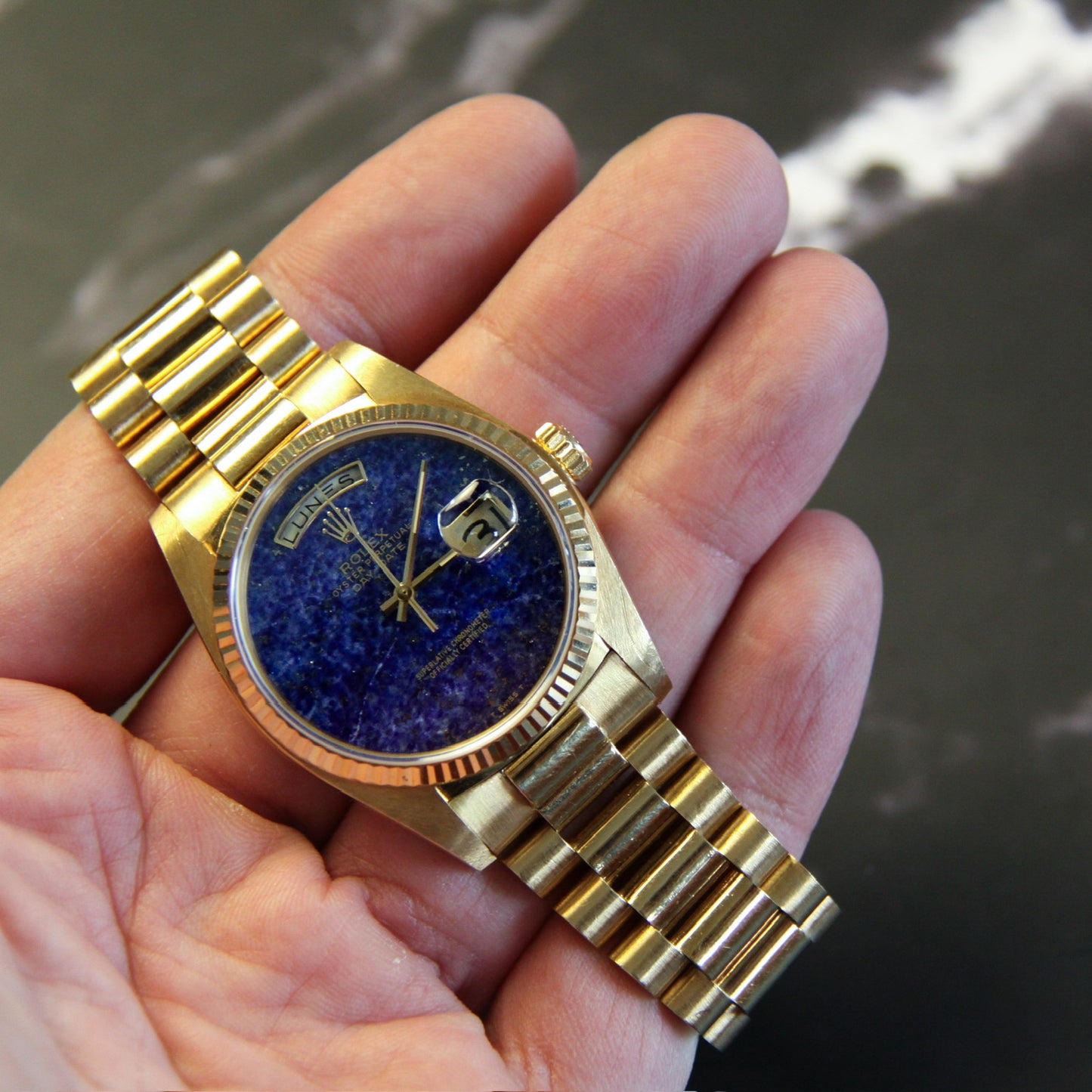 Rolex Day-Date 36 Full Gold Lapis Lazuli Dial 1983 (Full-Set/Unpolished/Serviced)