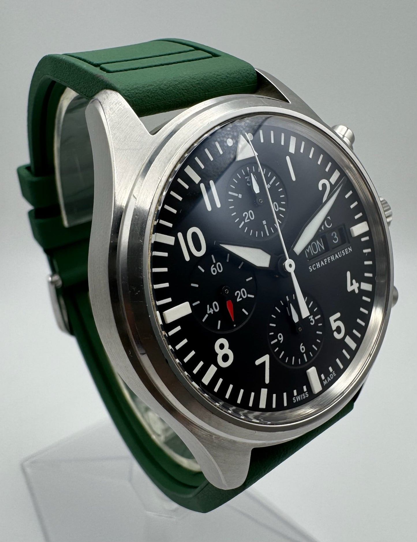 IWC Pilot Chronograph Steel 42 Green Strap (Unpolished)