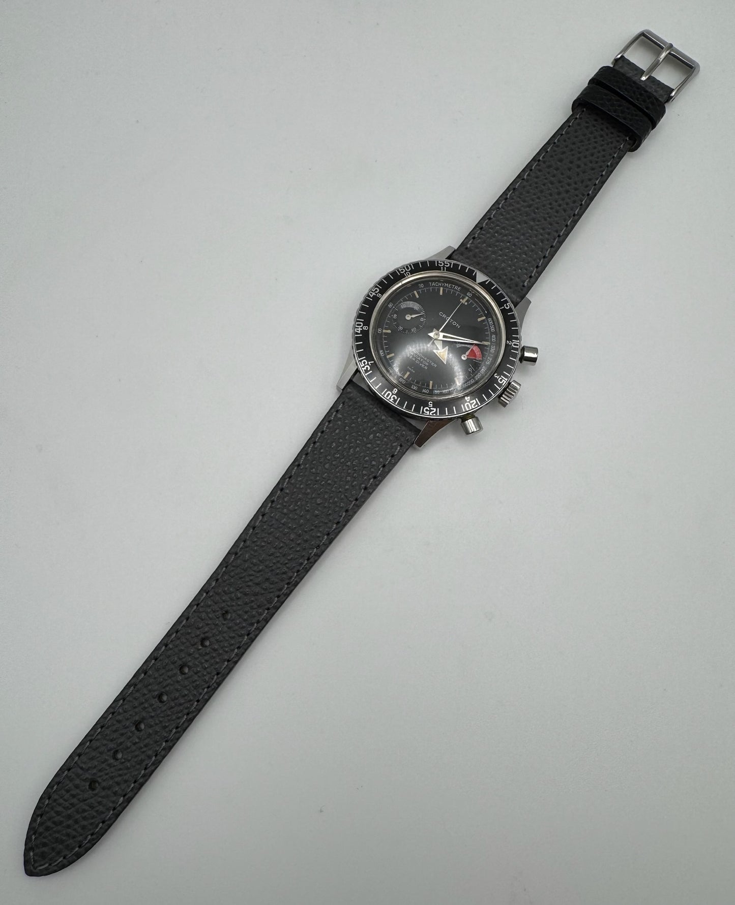 Croton Aviator Sea Diver Chronograph Manual Winding Yellow Patina Broad Arrow Original Owner 1960s (Unpolished)