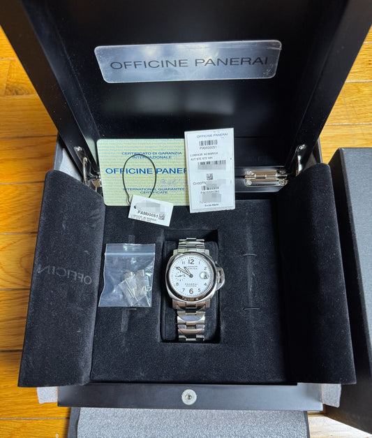 Panerai Luminor Marina Automatic Full Steel with White Dial (Full-Set/Mint)