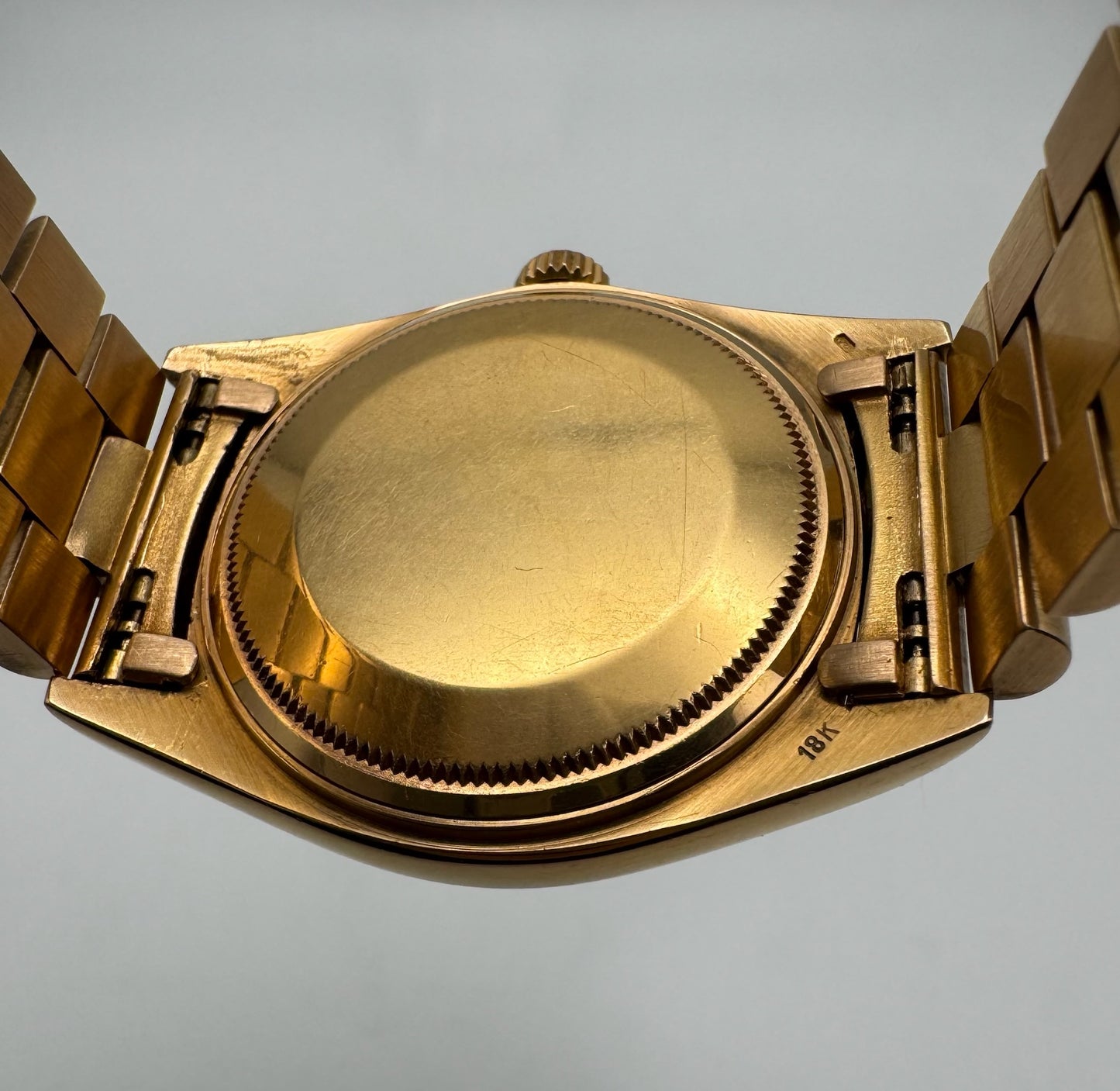 Rolex Day-Date 36 Full Rose Gold Ultra Rare Tropical Dial Arabic Disks 1973 (Unpolished/Serviced)