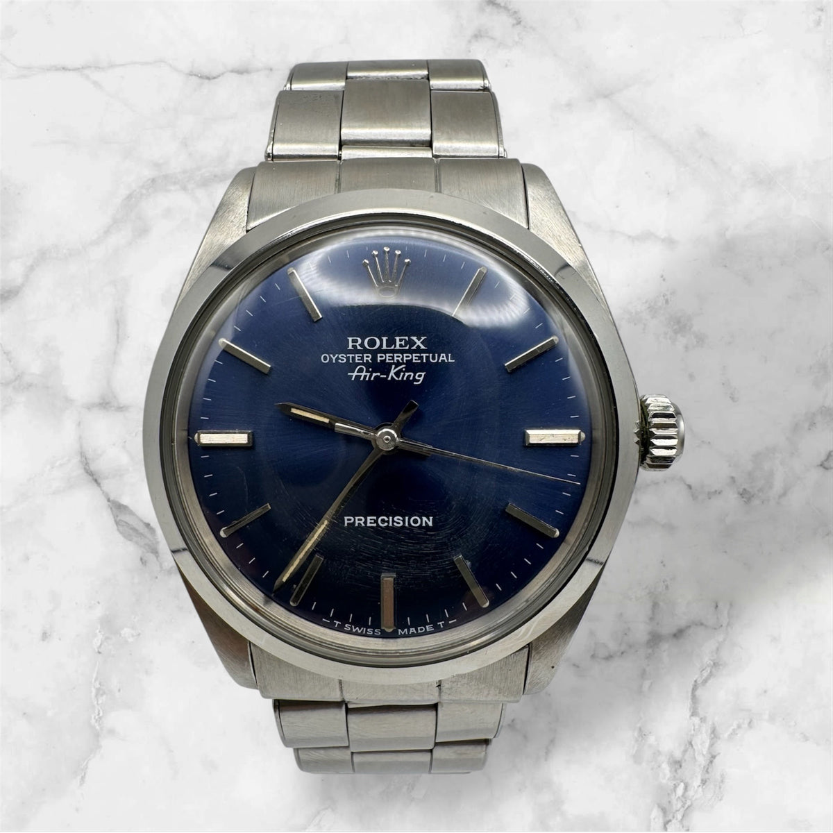 Rolex Air King Full Steel Oyster Riveted Bracelet Blue Dial 1972