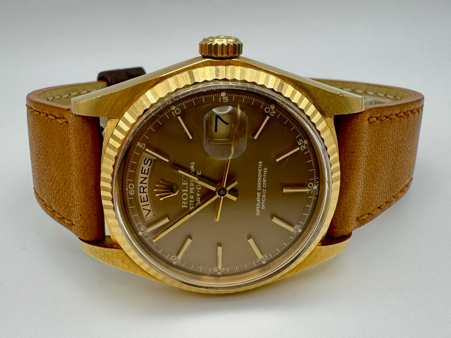 Rolex Day-Date 36 Yellow Gold Head Very Rare Ghost Havana Dial 1977 (Unpolished/Serviced)