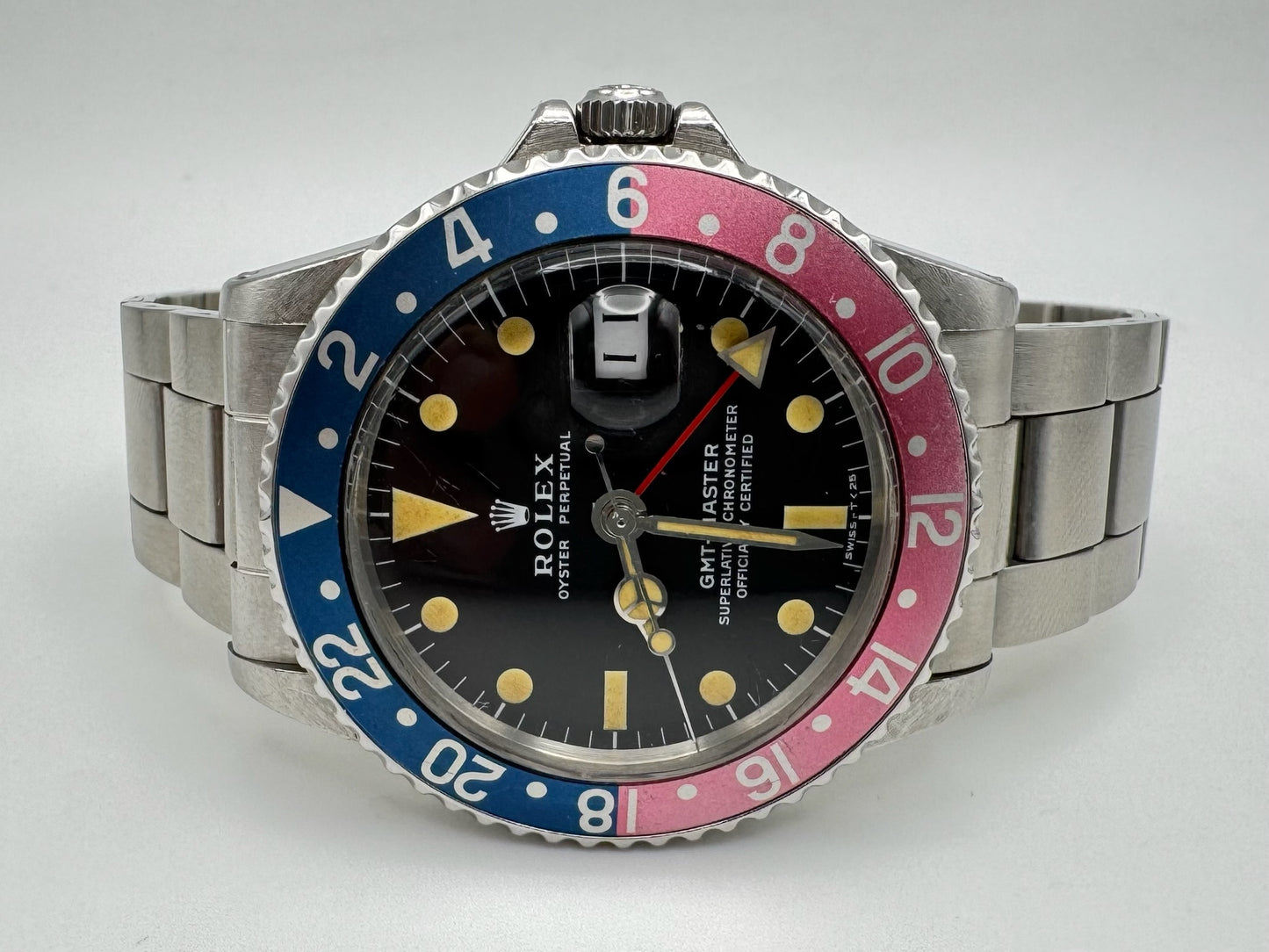 Rolex GMT-Master 1675 MK2 Yellow Patina Faded Red Back Pepsi Bezel 1972 (Unpolished/Serviced)