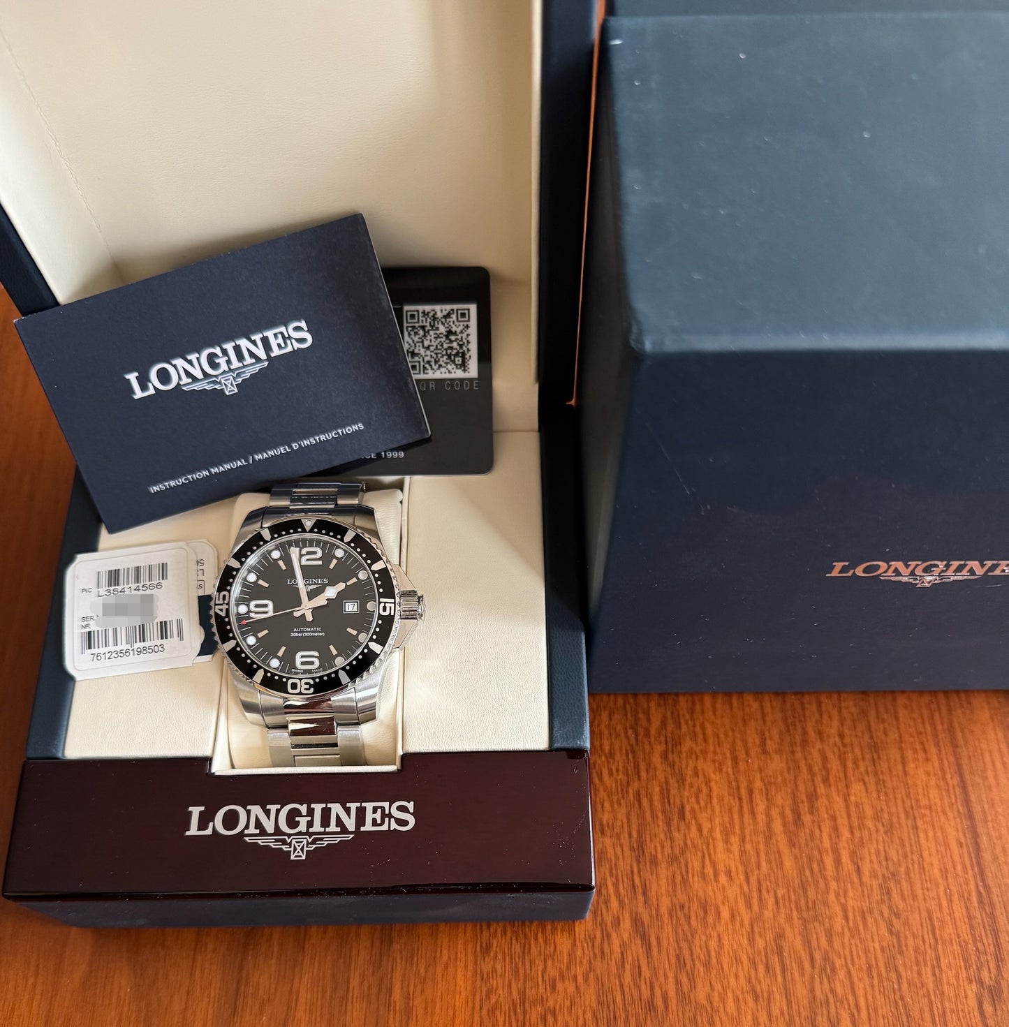 Longines HydroConquest Steel 44 Black Dial (Full-Set/Unpolished)