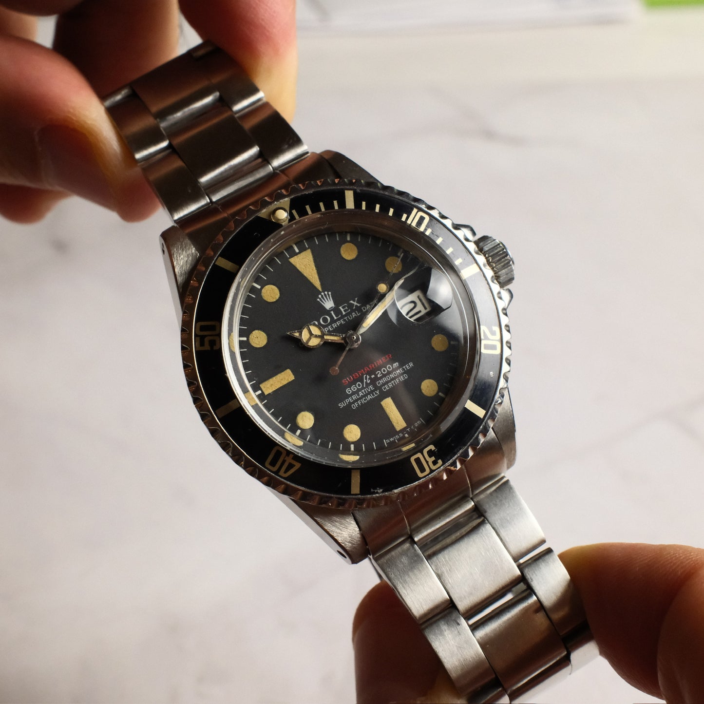 Rolex Submariner Date 1680 Red MK IV Yellow Patina 1969 (Serviced)