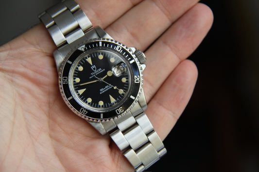 Tudor Submariner 76100 Full Steel Yellow Patina Lollipop Hands