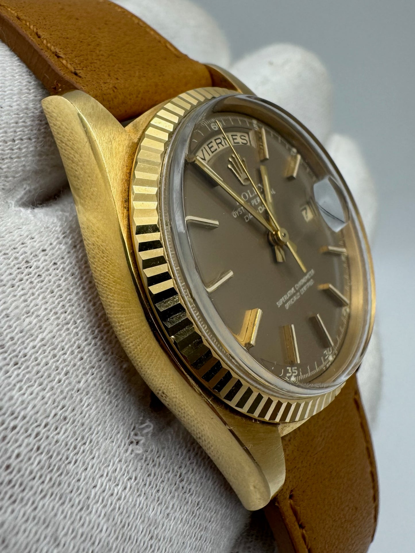 Rolex Day-Date 36 Yellow Gold Head Very Rare Ghost Havana Dial 1977 (Unpolished/Serviced)