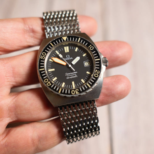 Omega Seamaster Baby Ploprof Full Steel Mesh Bracelet Yellow Patina (Unpolished/Serviced)