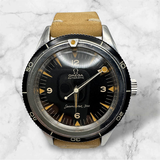 Omega Seamaster 300 Steel Pumpkin Patina Lollipop Hand (Unpolished/Serviced)