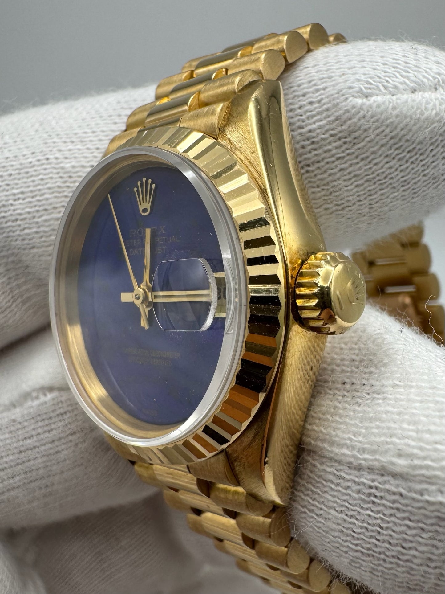 Rolex Lady-Datejust 26 Full Gold OEM Lapis Dial (Box/Serviced)