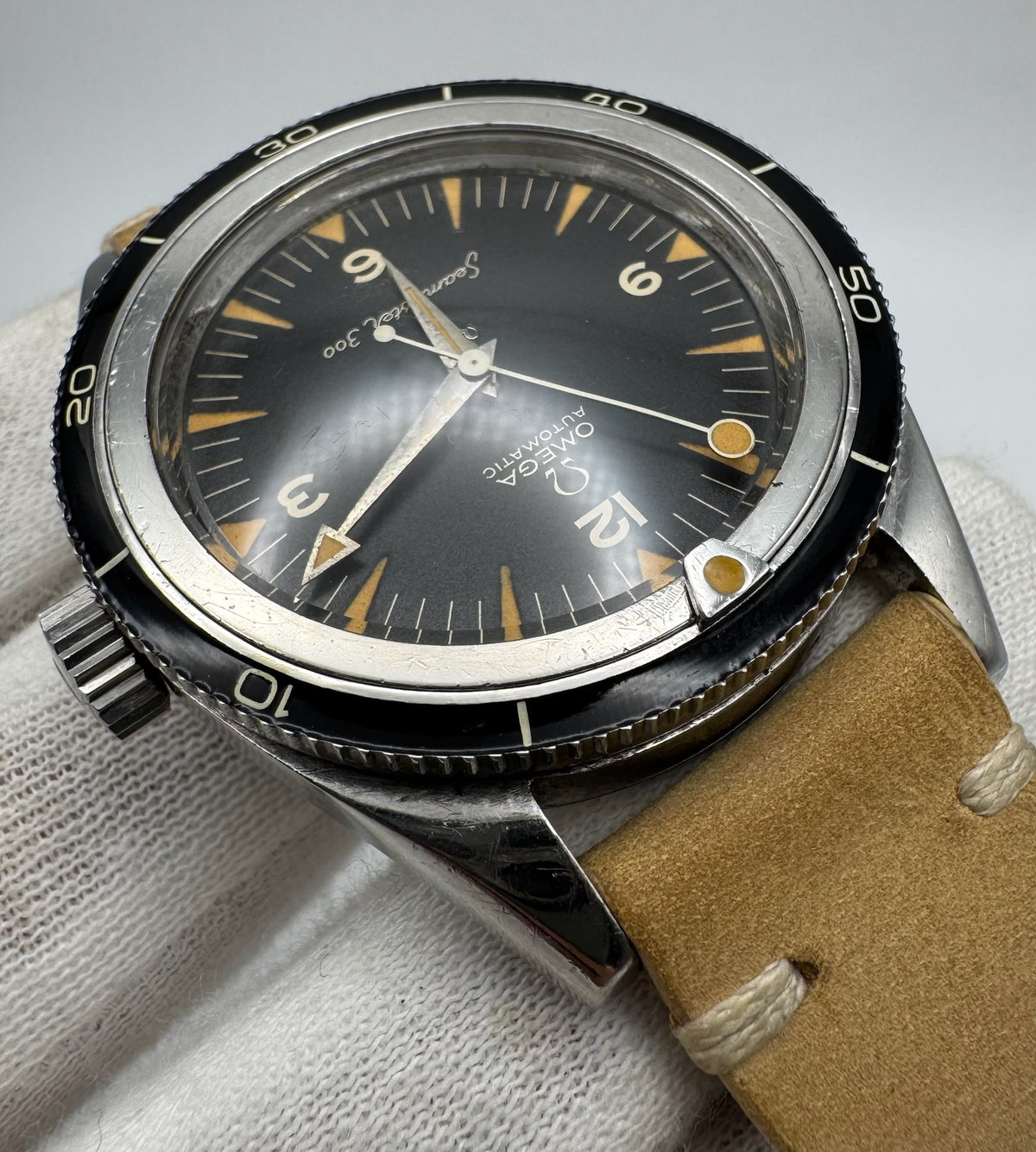 Omega Seamaster 300 Steel Pumpkin Patina Lollipop Hand 1958 (Unpolished/Serviced)