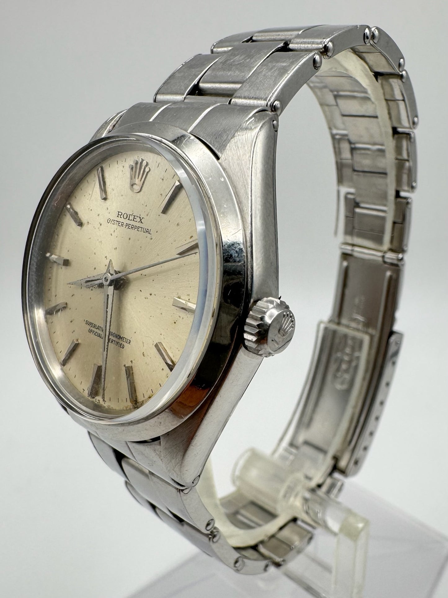 Rolex Oyster Perpetual 34 Full Steel Riveted Bracelet Silver Dial 1966 (Serviced)