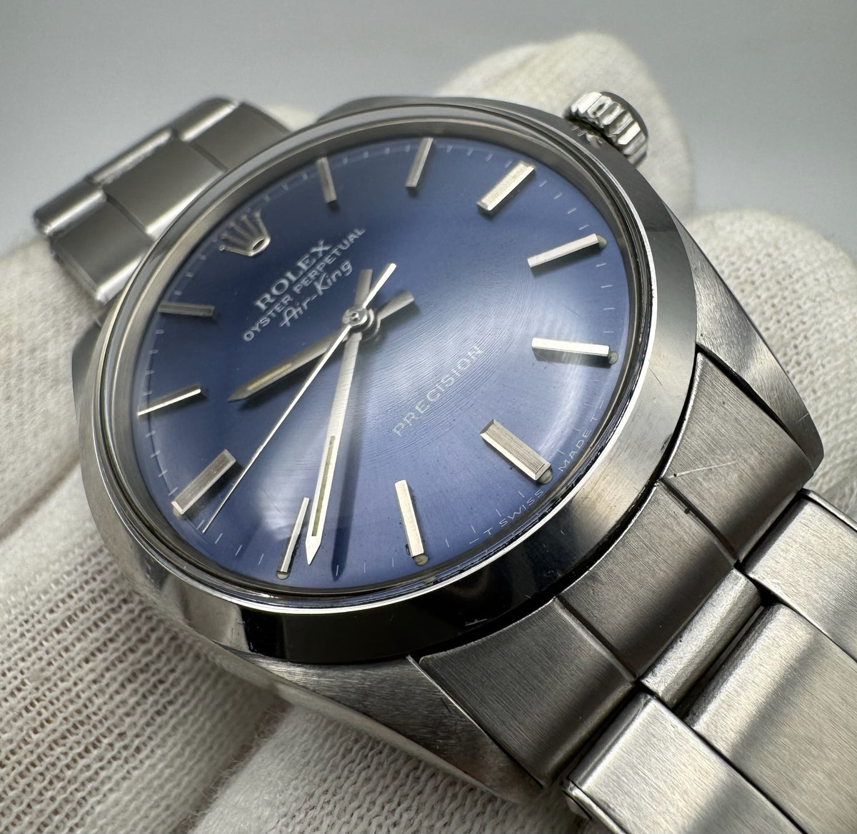 Rolex Air King Full Steel Oyster Riveted Bracelet Blue Dial 1972