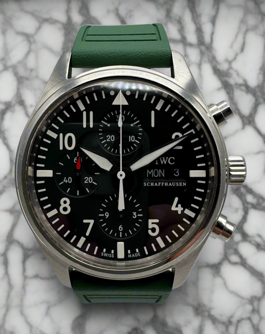 IWC Pilot Chronograph Steel 42 Green Strap (Unpolished)