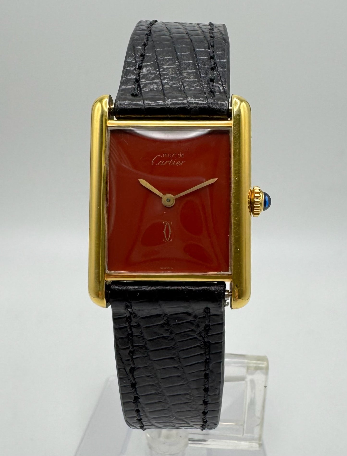 Cartier Tank Vermeil Manual with Rare Burgundy Dial (Serviced)