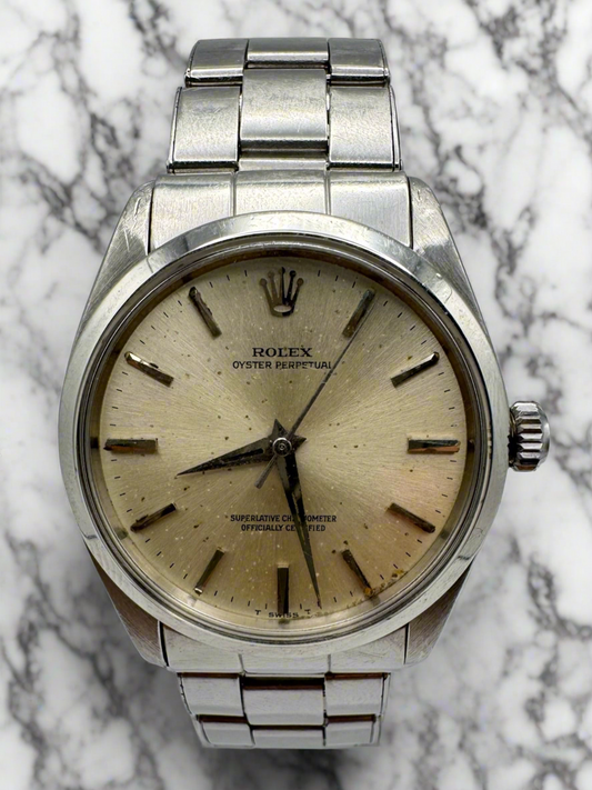 Rolex Oyster Perpetual 34 Full Steel Riveted Bracelet Silver Dial 1966 (Serviced)