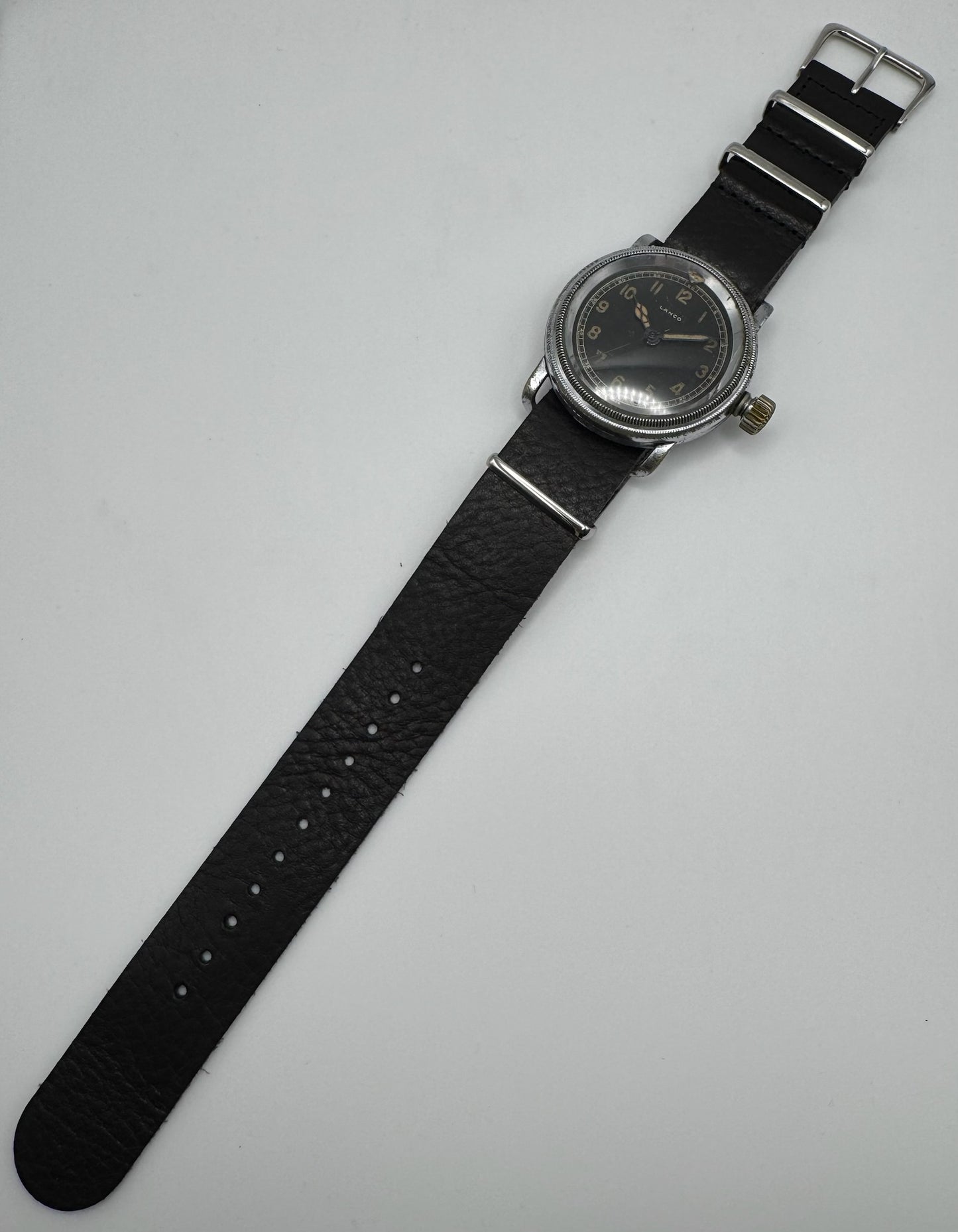 Lanco Pilot/Navigator Military Manual Winding Nickel Plated 41mm Glossy Dial 1930