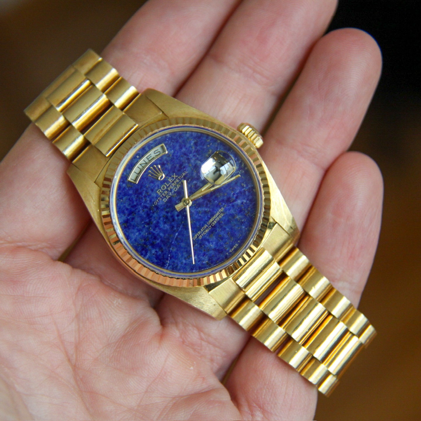 Rolex Day-Date 36 Full Gold Lapis Lazuli Dial 1983 (Full-Set/Unpolished/Serviced)