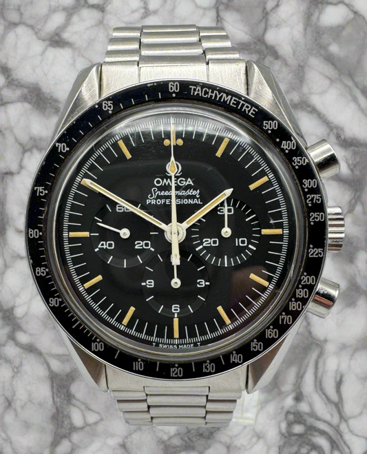 Omega Speedmaster Professional Moonwatch Full Steel Heavy Patina Top Condition 1976