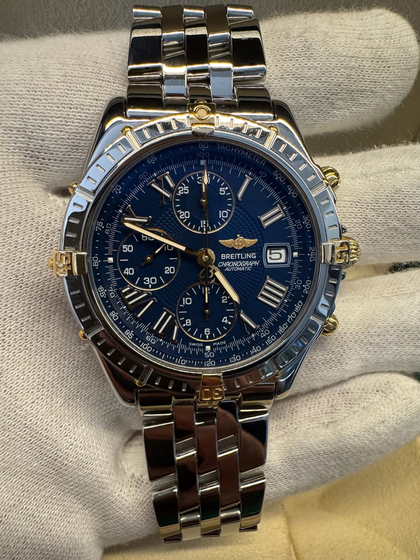 Breitling Crosswind Chronograph Two-Tone Blue Dial (Serviced)