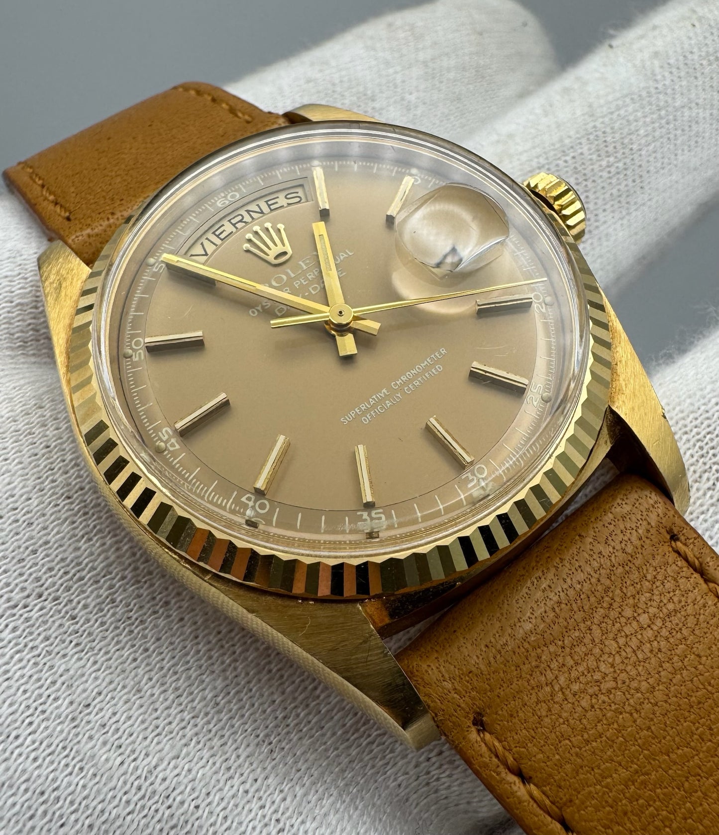Rolex Day-Date 36 Yellow Gold Head Very Rare Ghost Havana Dial 1977 (Unpolished/Serviced)