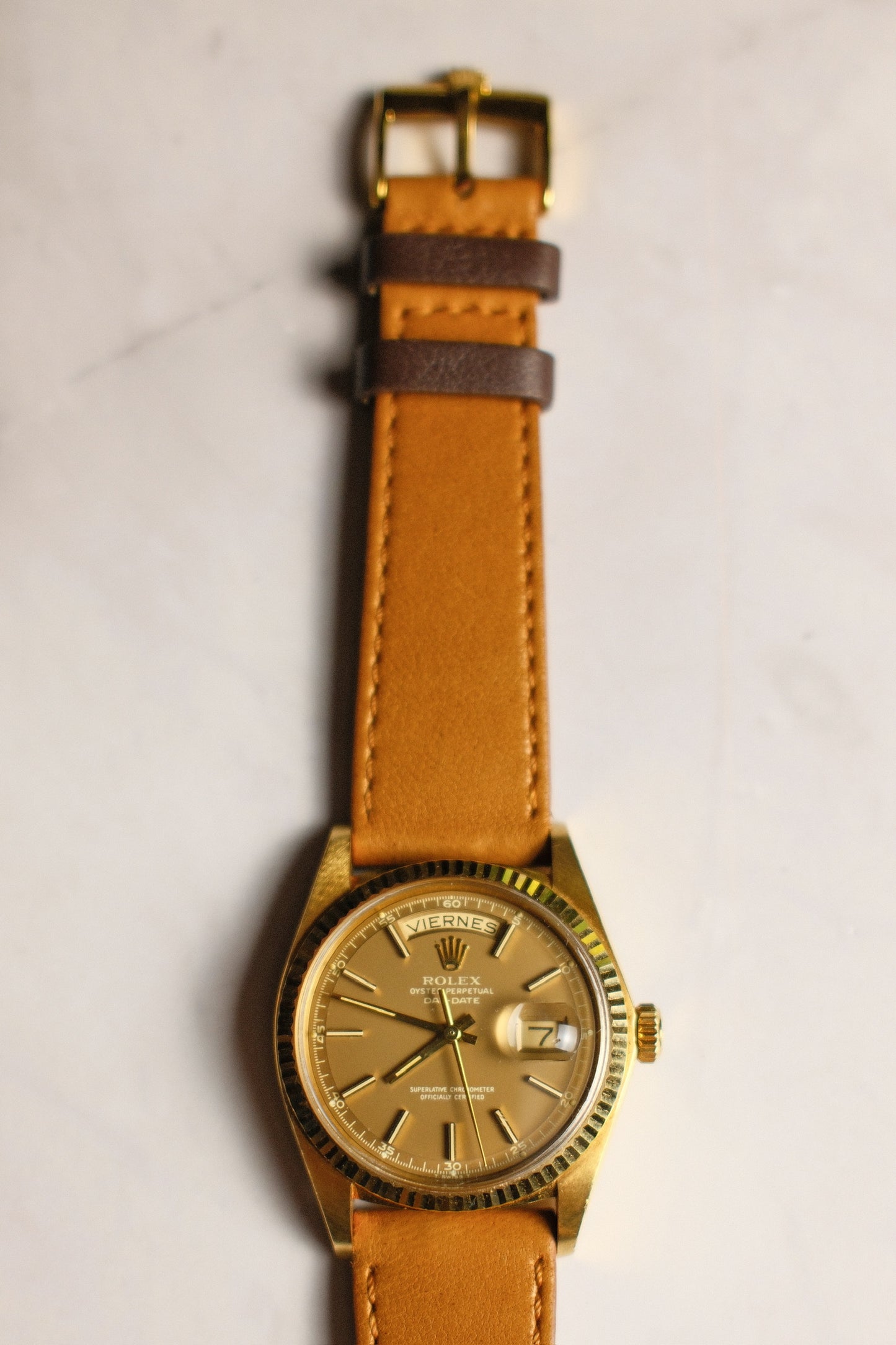 Rolex Day-Date 36 Yellow Gold Head Very Rare Ghost Havana Dial 1977 (Unpolished/Serviced)