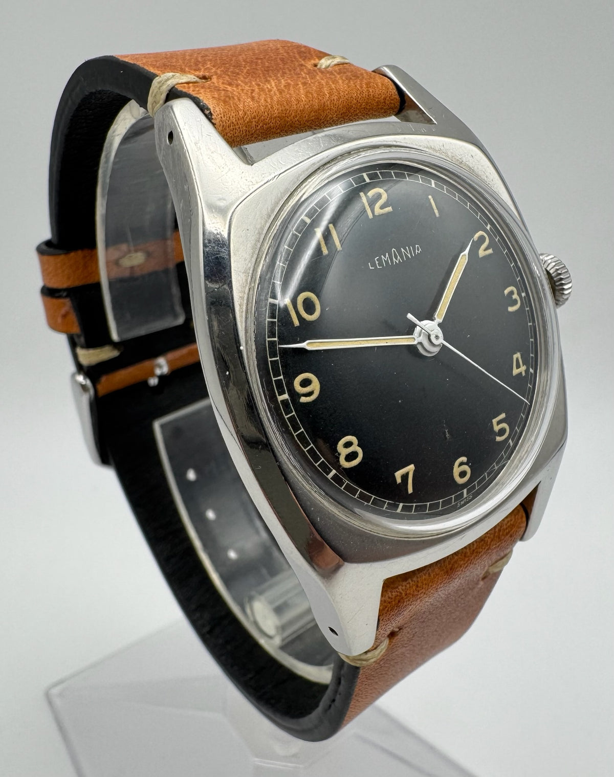 Lemania WWII Majetek Czech Air Force Steel Yellow Patina Military Pilot’s Watch 1939 (Serviced)